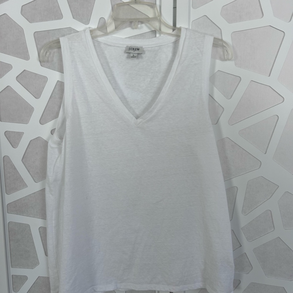 J. Crew White V-Neck Tank Top